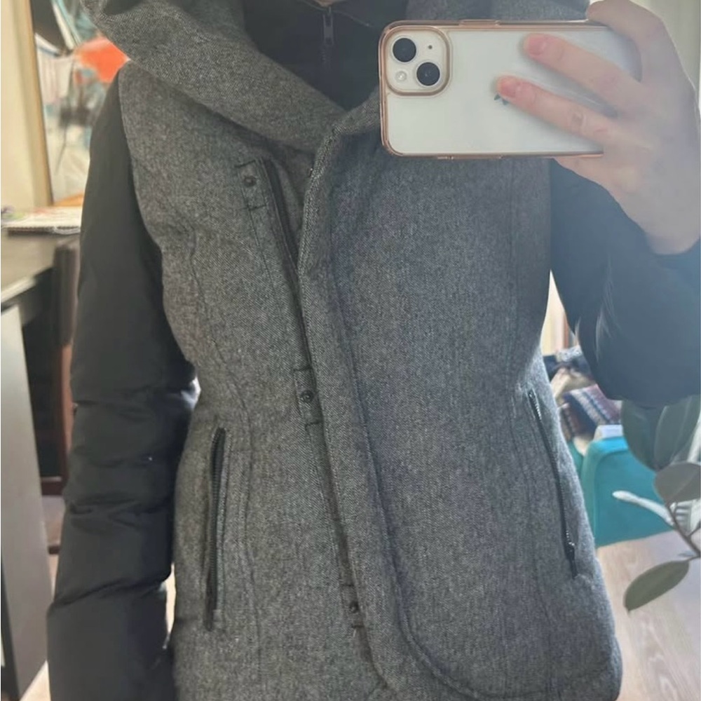 Soia & Kyo Gray Wool-Blend puffer jacket